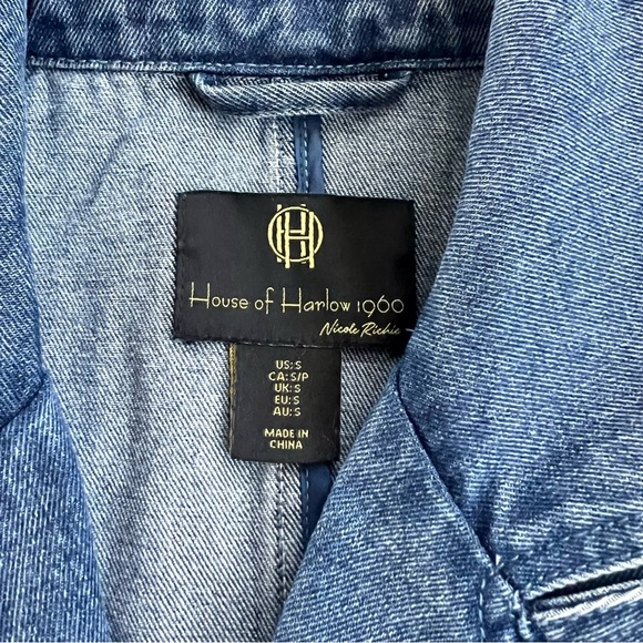 NWOT House of Harlow Denim Trench Coat Size Small - Picture 6 of 8